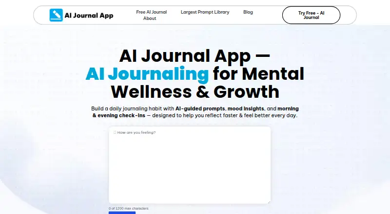 AI Journal App home page