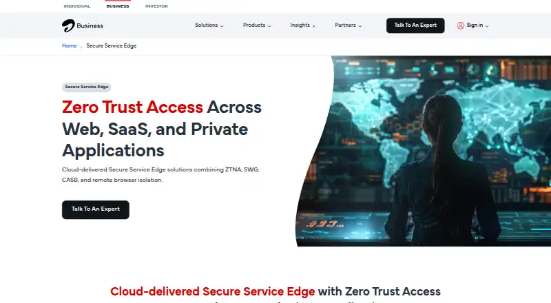 Airtel Secure Service Edge home page