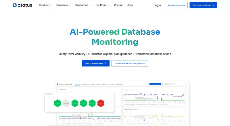 Atatus Database Monitoring home page
