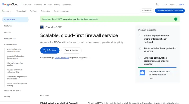 Google Security Command Center home page