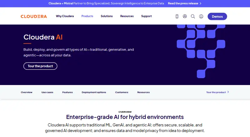 Cloudera AI Workbench home page