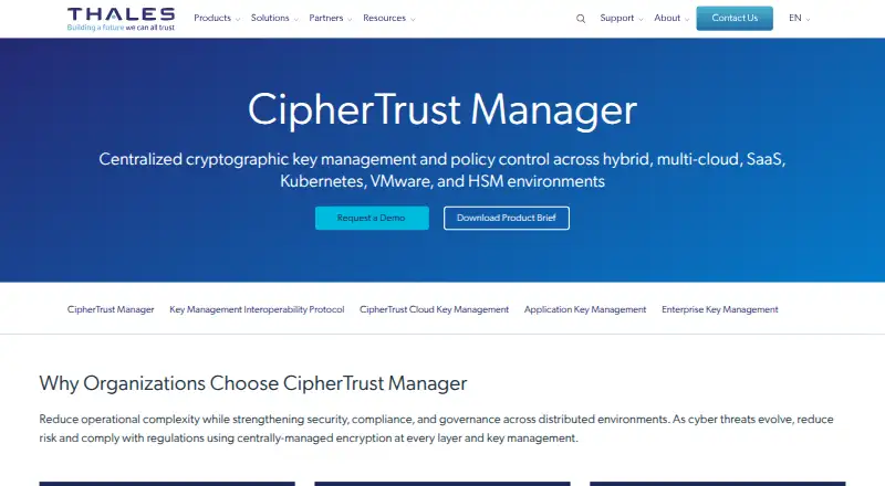Thales CipherTrust Manager home page
