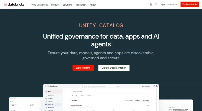 Databricks Unity Catalog home page