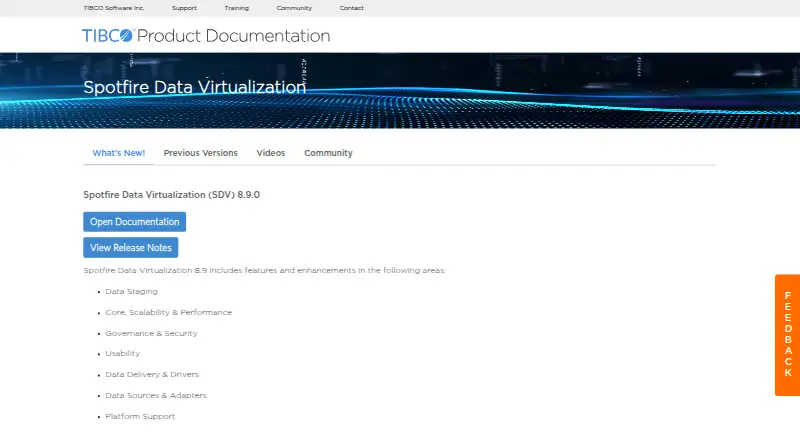 Spotfire Data Virtualization home page