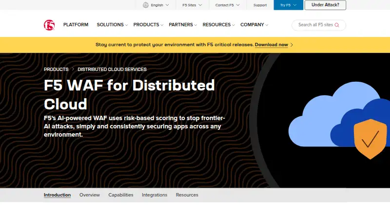 F5 WAF for Distributed Cloud home page