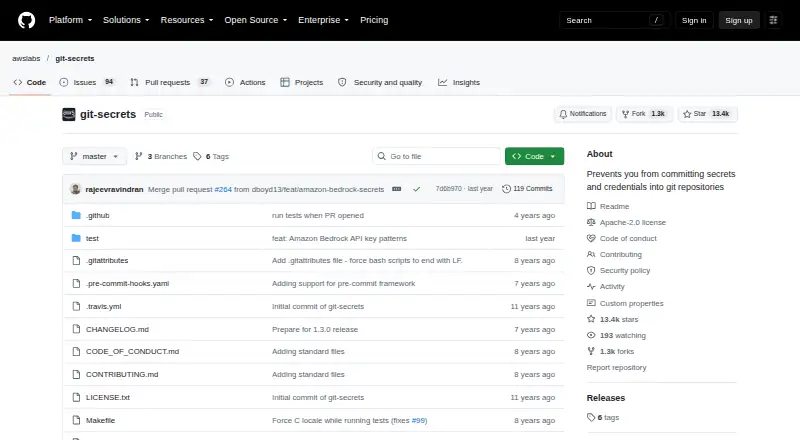 git-secrets home page