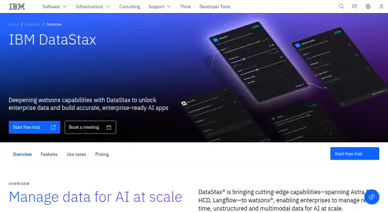 DataStax Astra DB home page