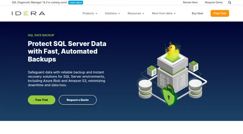 IDERA SQL Safe Backup home page