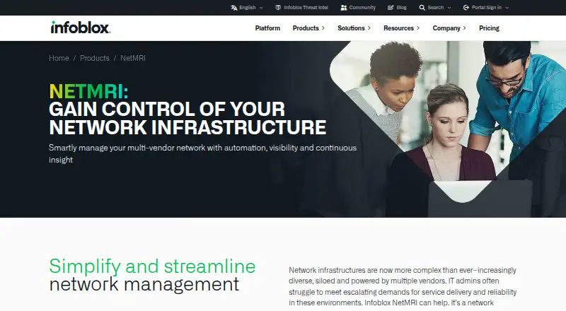 Infoblox NetMRI home page