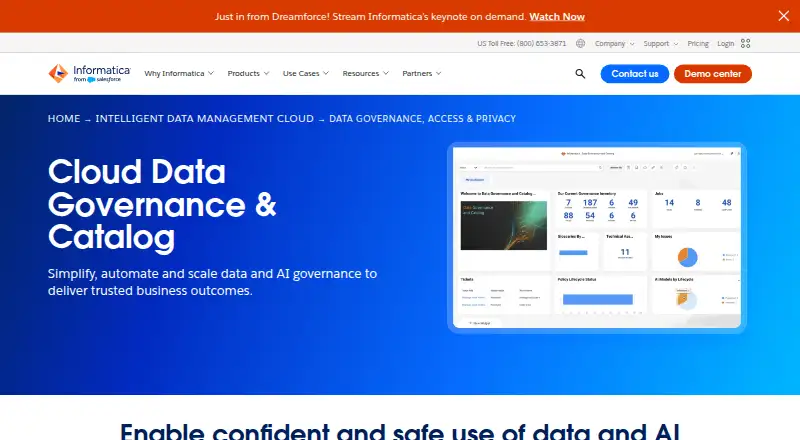 Informatica Cloud Data Governance and Catalog home page