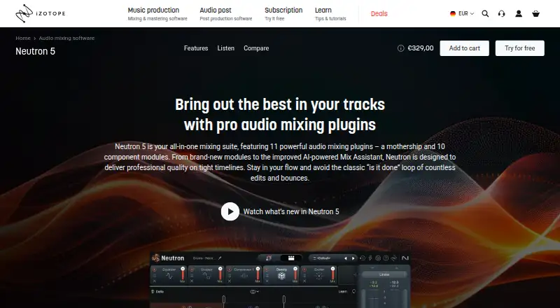 iZotope Neutron 5 home page