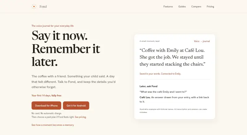 Fond home page