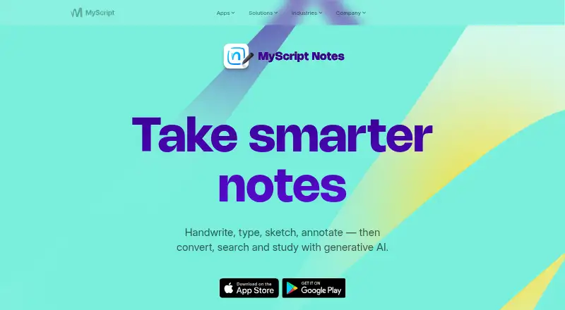 MyScript Notes home page