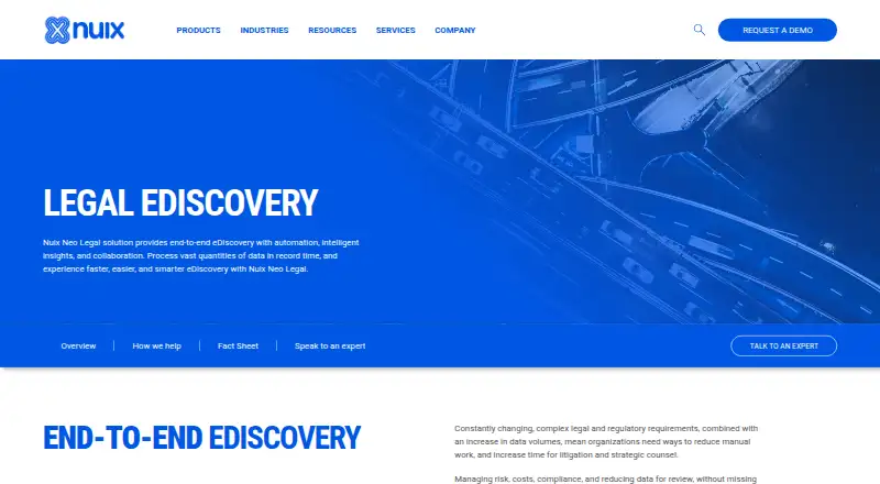 Nuix Legal Hold home page