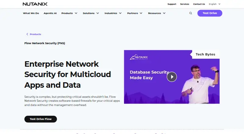 Nutanix Flow Network Security home page