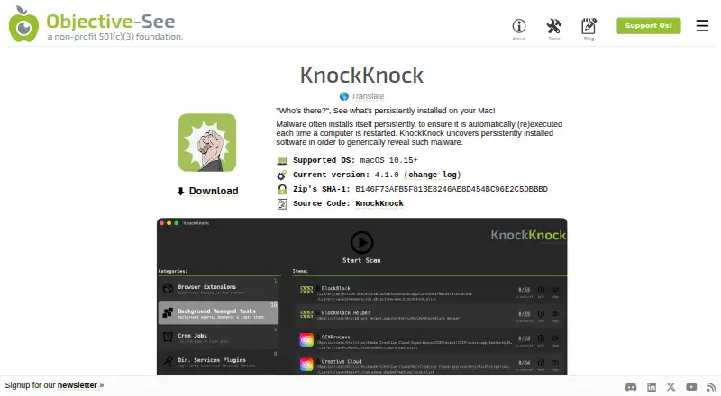 KnockKnock home page