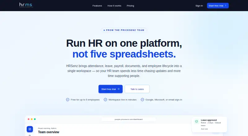 HRSenz home page