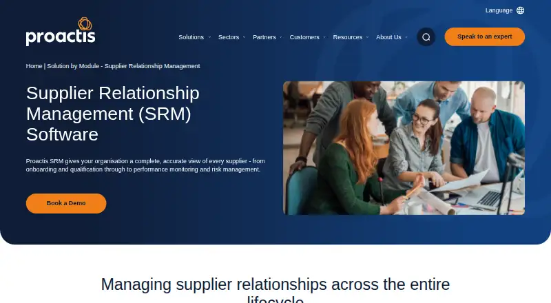 Proactis Supplier Management home page