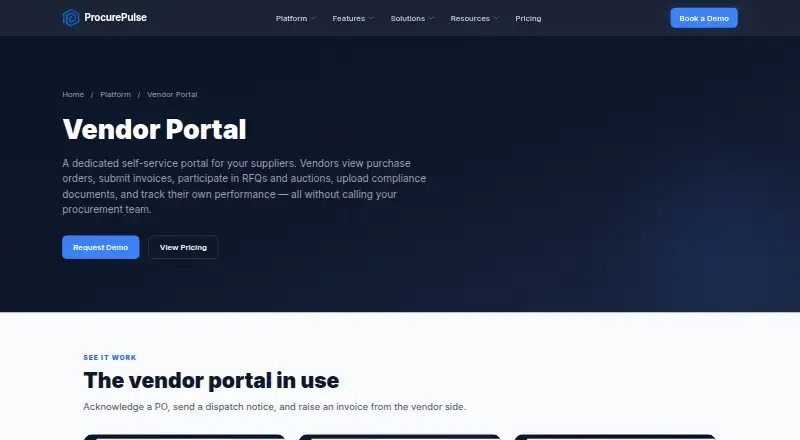 ProcurePulse Vendor Portal home page