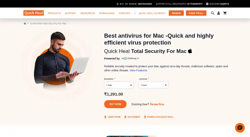 Quick Heal Total Security for Mac home page