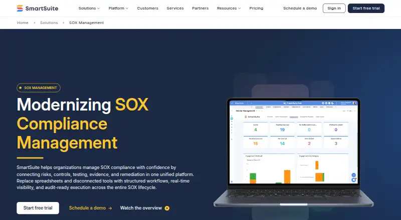 SmartSuite SOX Management home page