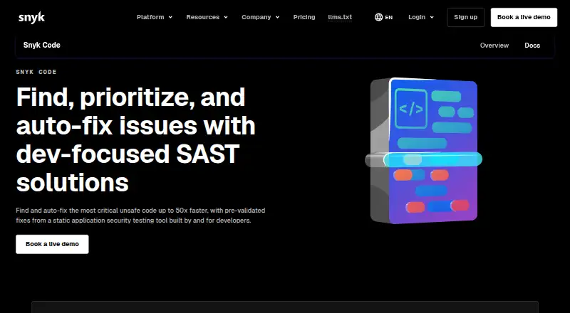 Snyk Code home page