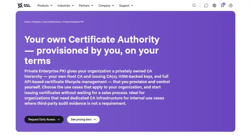 SSL.com Private Enterprise PKI home page