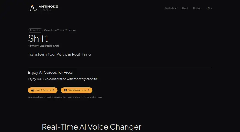 Supertone Shift home page
