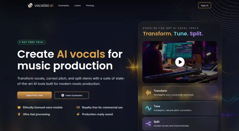 Vocalist.ai home page