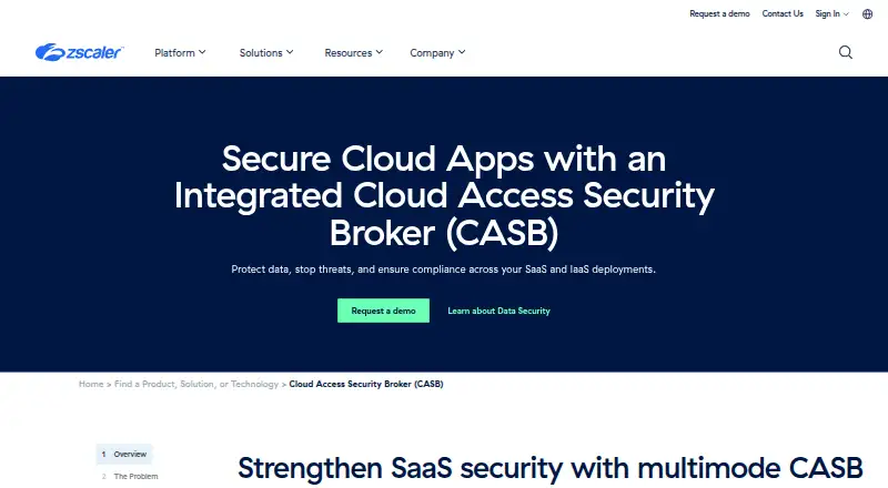 Zscaler CASB home page