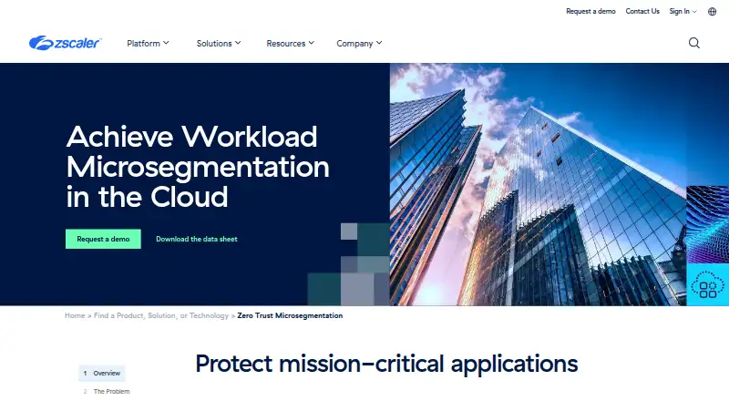 Zscaler Microsegmentation home page