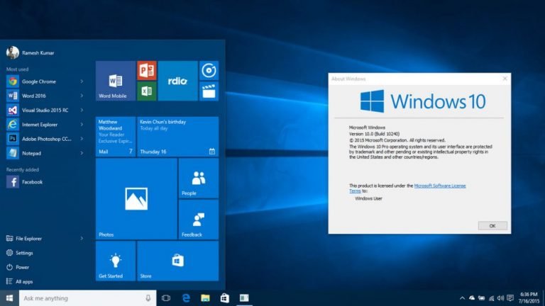 Windows 10 build 10240 scaled