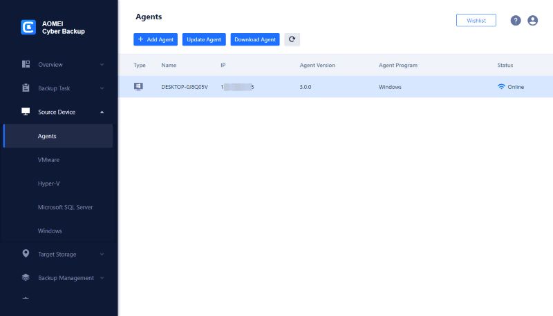 Install AOMEI Cyber Backup and gain control over clients
